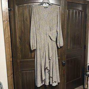 Floral Wrap Long-sleeve Casual Dress